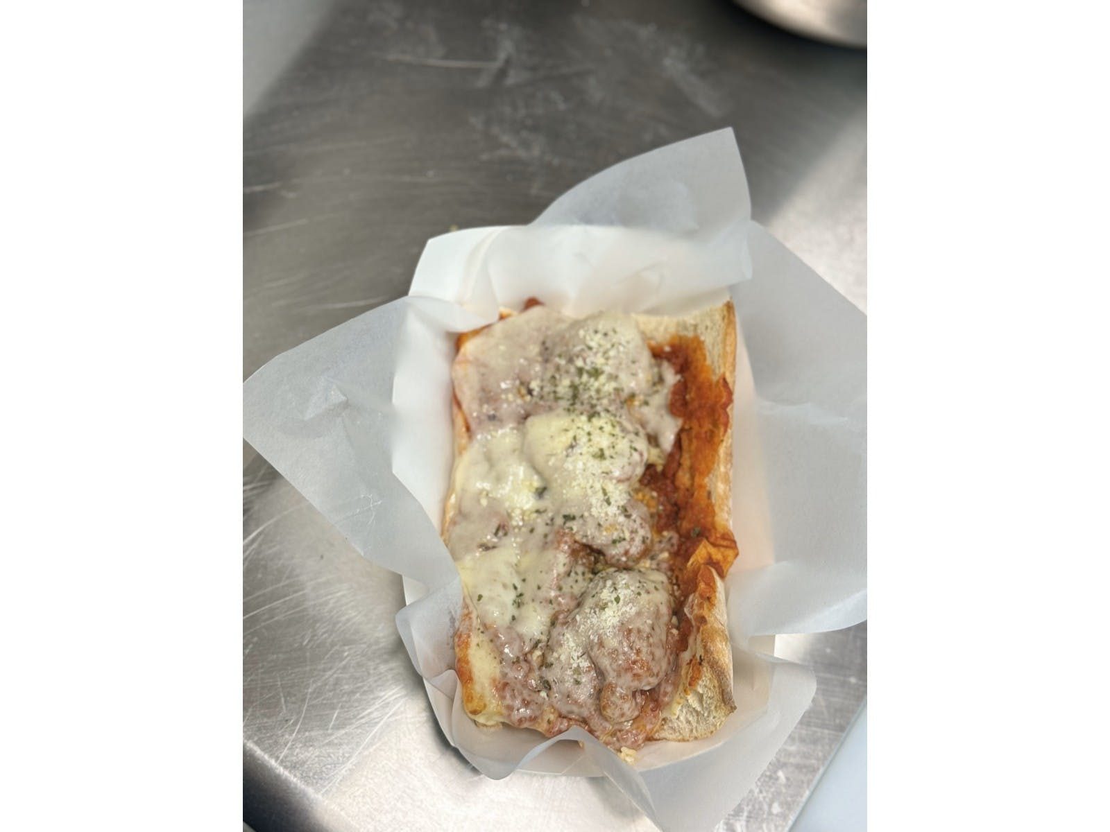 Eggplant Parmigiana Hot Sandwich.